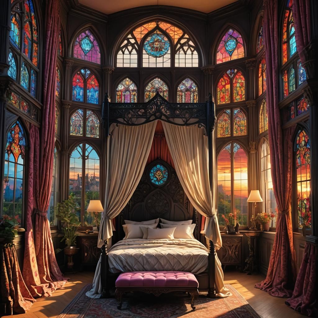 NeoGothic bedroom AI Generated Artwork NightCafe Creator