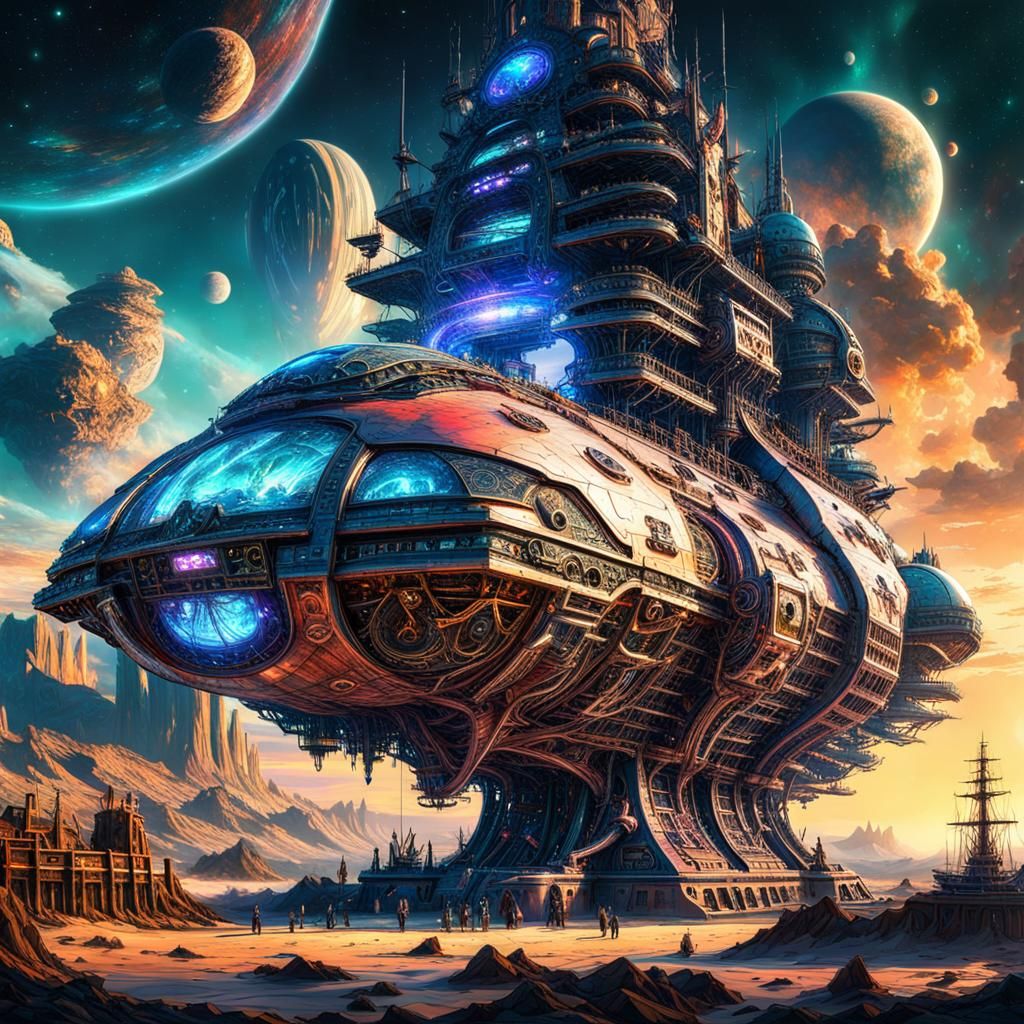 perfect Bioengineered futuristic colossal monumental intricate pirate ...