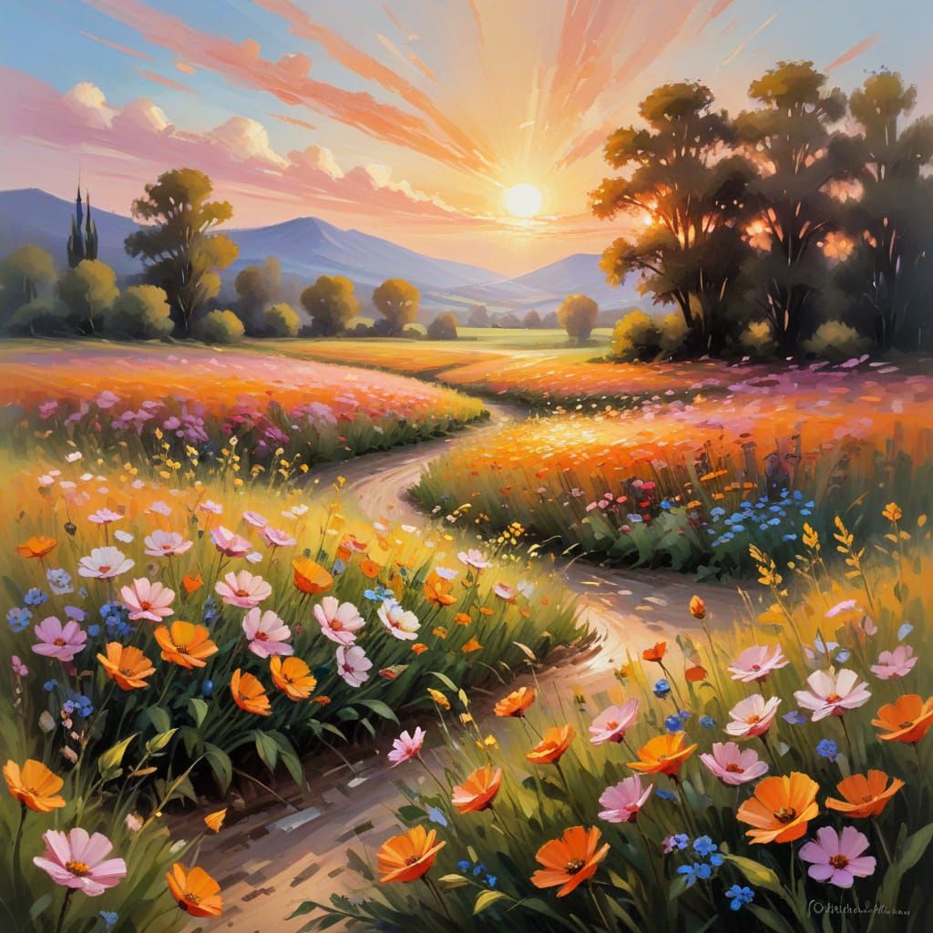 שדה פרחים צבעוני