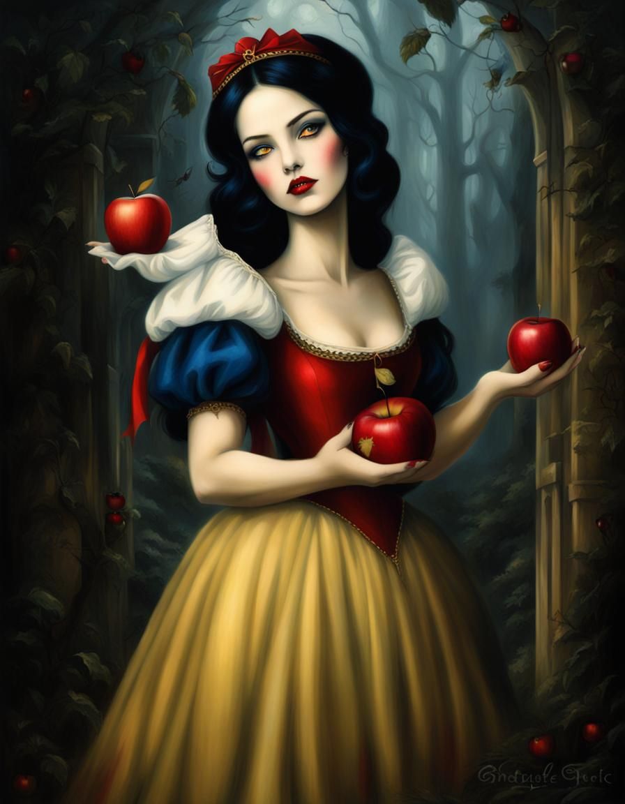 Beautiful Snowhite with apples gothic art - AI Generated Artwork ...