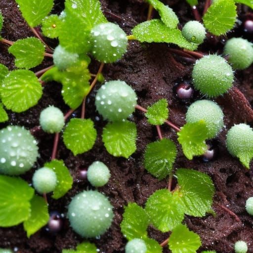 Young moon berries in the morning 