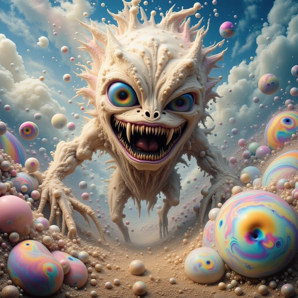 Grim Marshmallow Monster Ascends to Cloud Realm