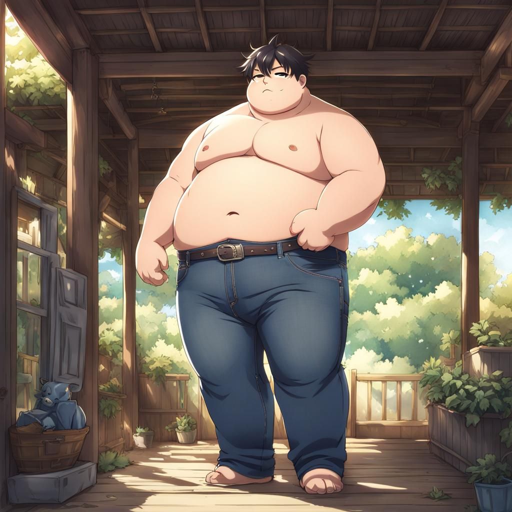 Fat oc boy shirtless - AI Generated Artwork - NightCafe Creator