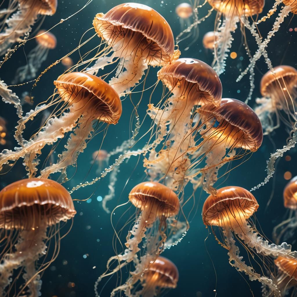 Jellyfish under the sea.