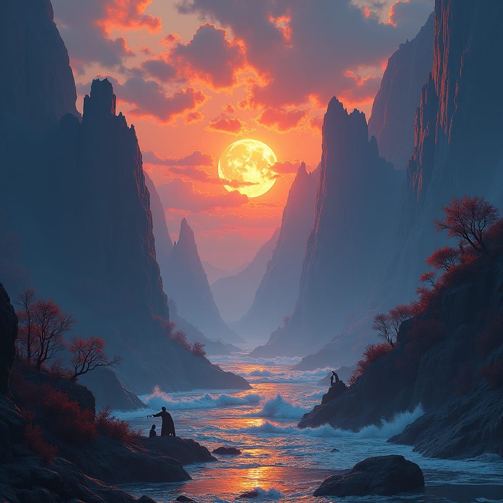 Child Cries by Sea: Detailed Matte Painting