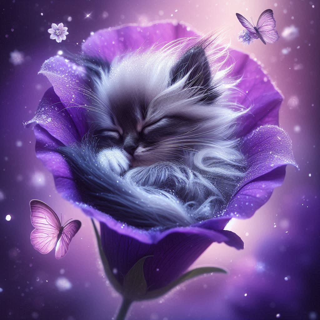 Soft kitty, warm kitty, little ball of fur! Happy kitty, sle...