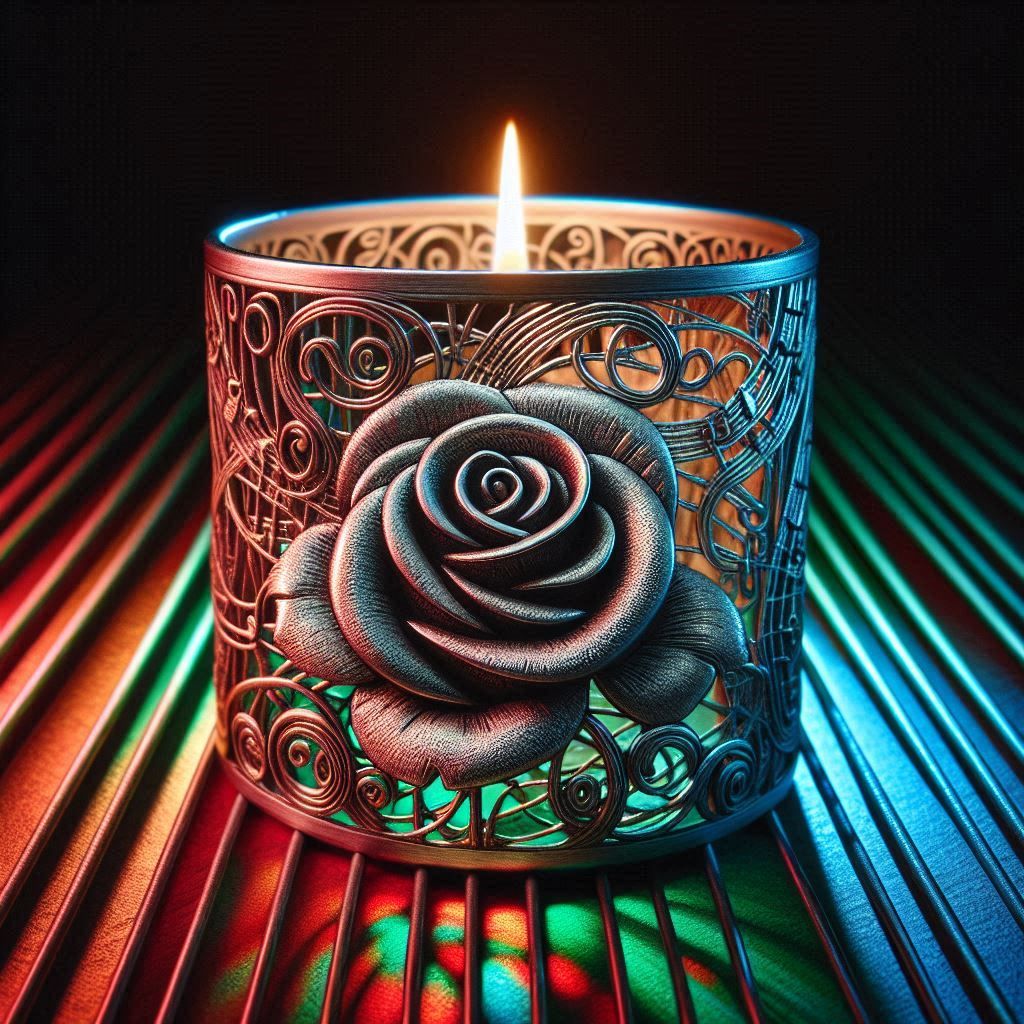 Candles Decorated with Musical Notes Rose 4