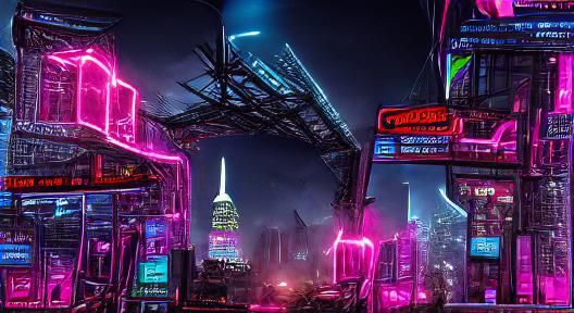 A futuristic New York in Cyberpunk style, trenched in neon lights - AI ...