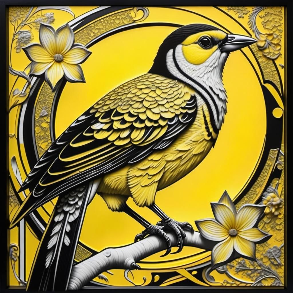 Hyperrealistic Yellow Bird in Sunlight