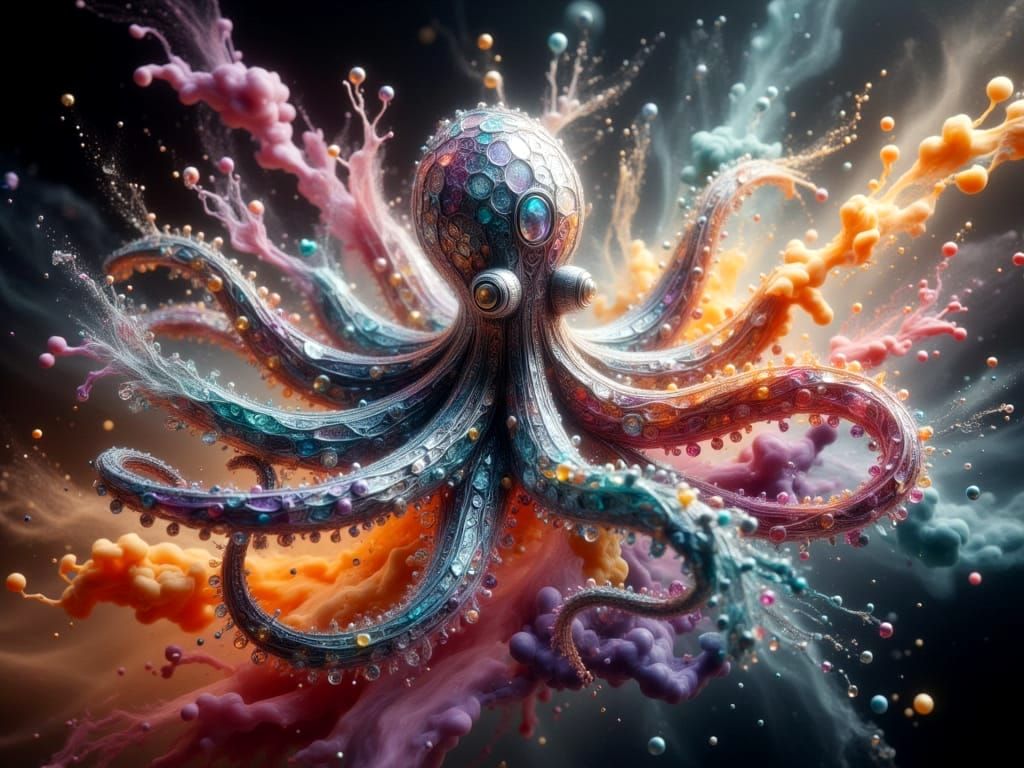 <lora:FiosLiquidBaroque:1.0> Octopus in liquid art style