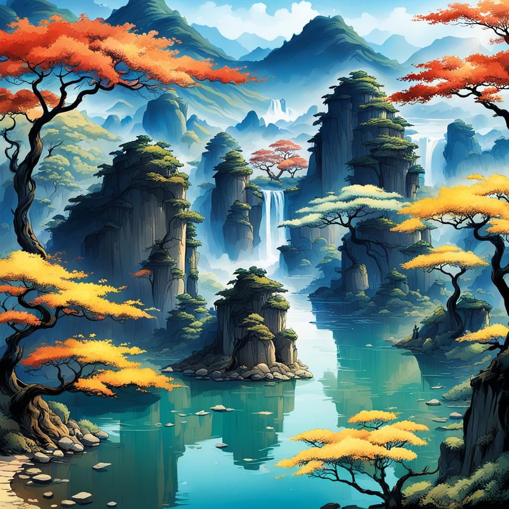 Watercolor Painting of Smiling Woman Weaving Colorful Braid