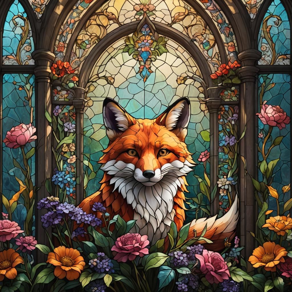 Floral Fox Window  by @Ellie_Valkyrie