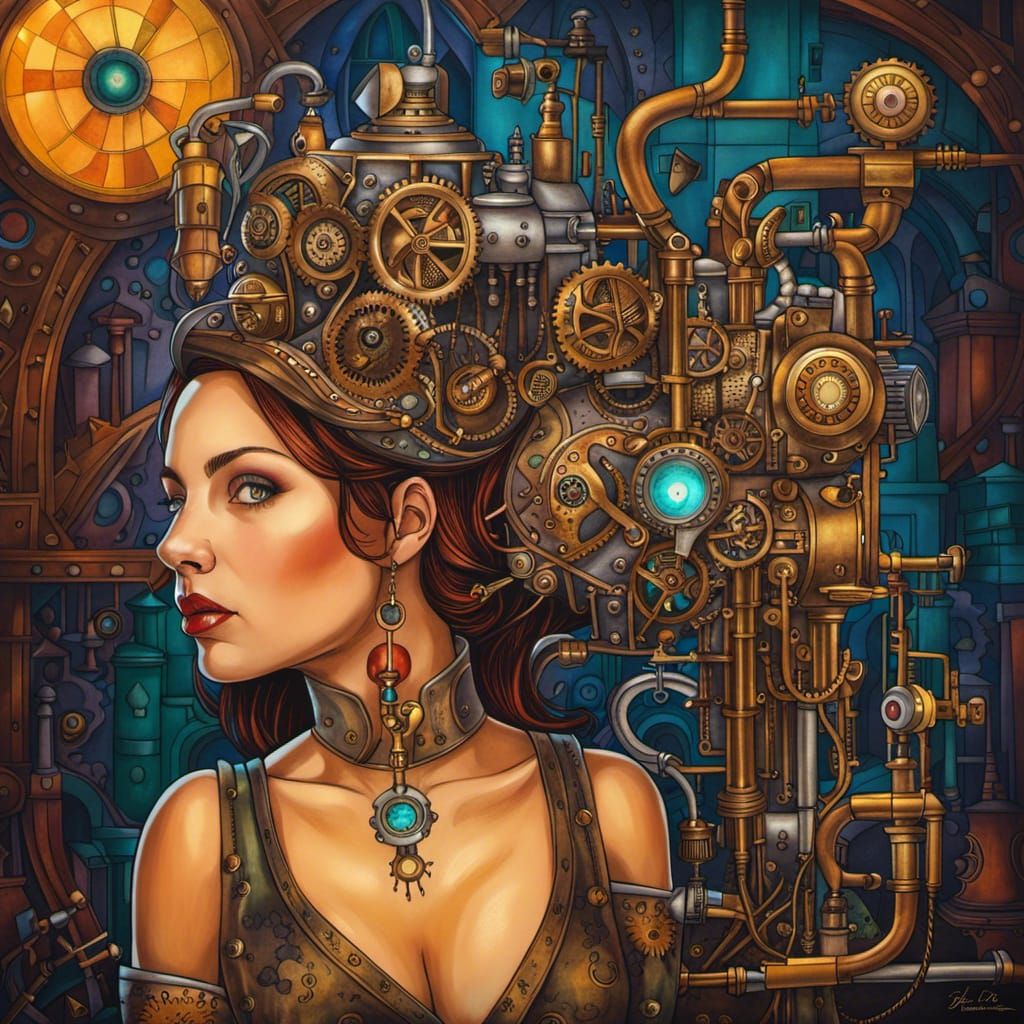 mechanical steampunk woman - AI Generated Artwork - NightCafe Creator