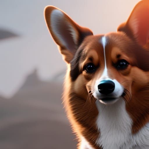 closeup of a small cute corgi realistic photgenic - AI Generated ...