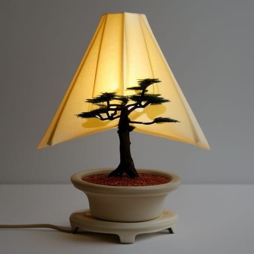 Origami lamp shades in a bonsai park