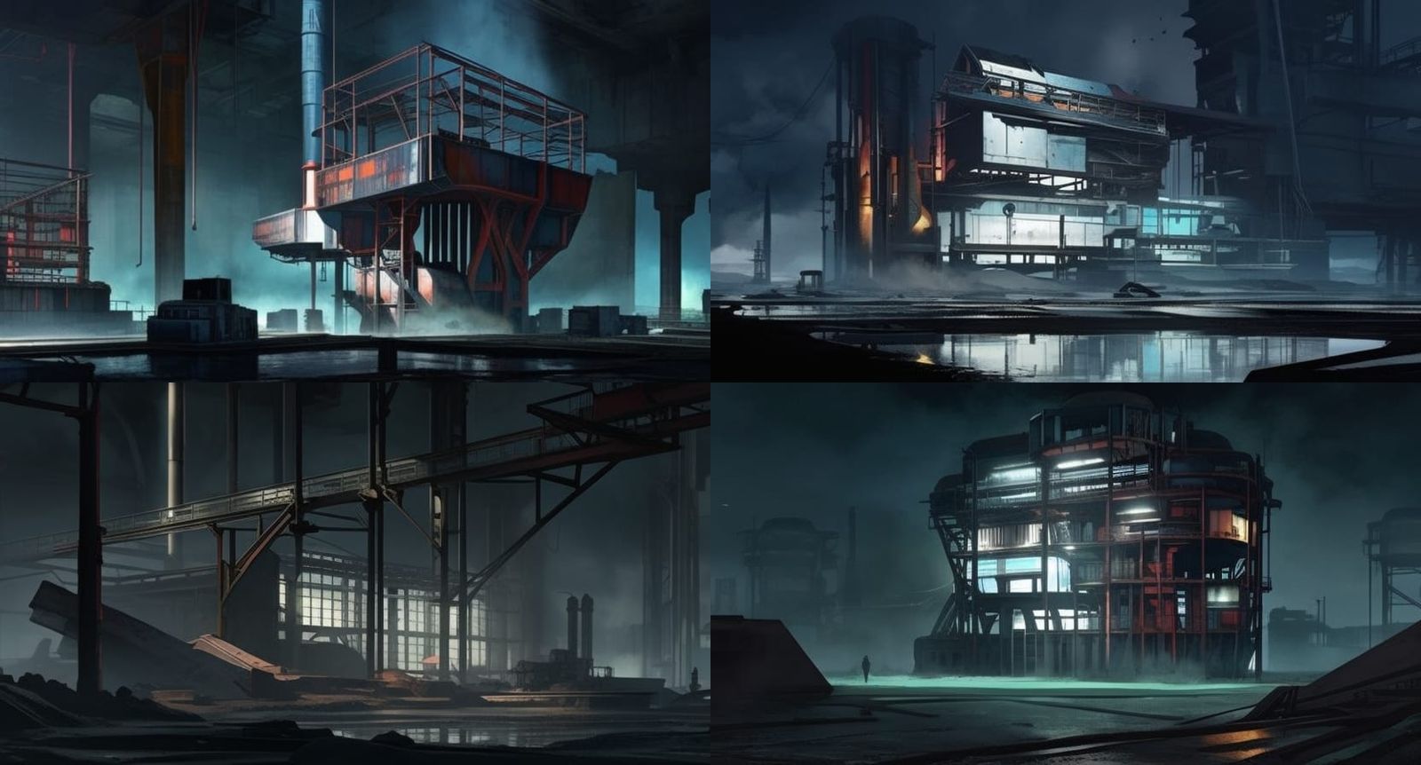 Glowing Chaos of an Industrial Building