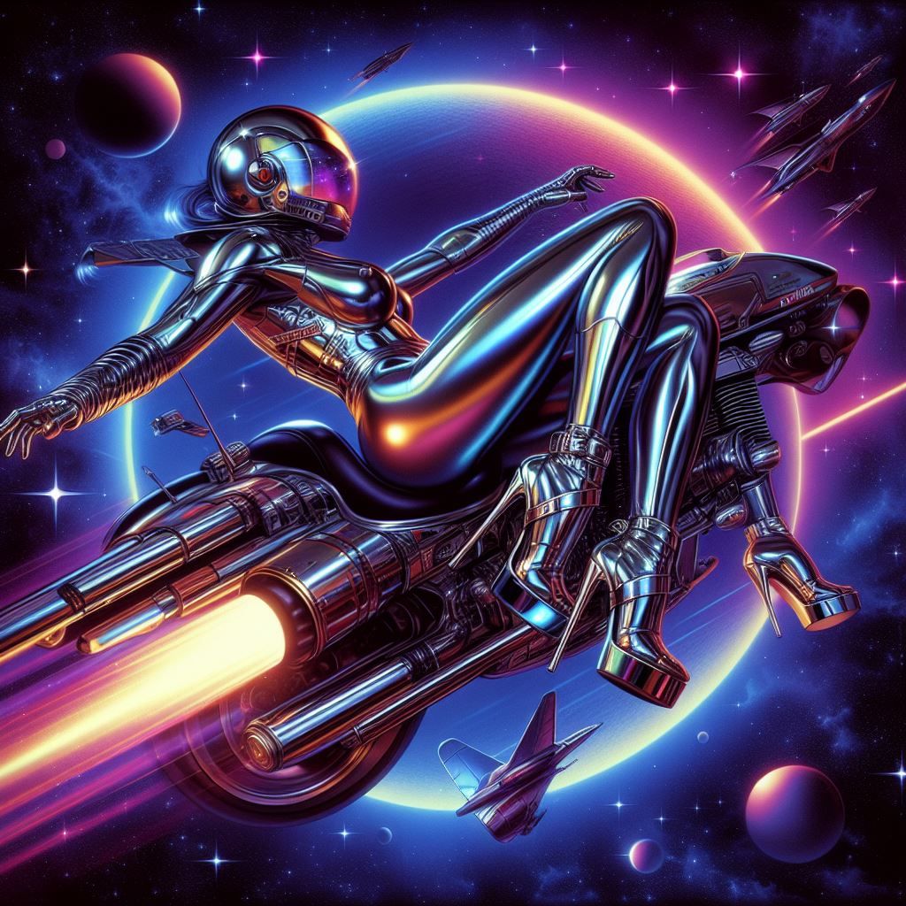 hajime sorayama retro 80s sci-fi futurism cyberpunk space gi...