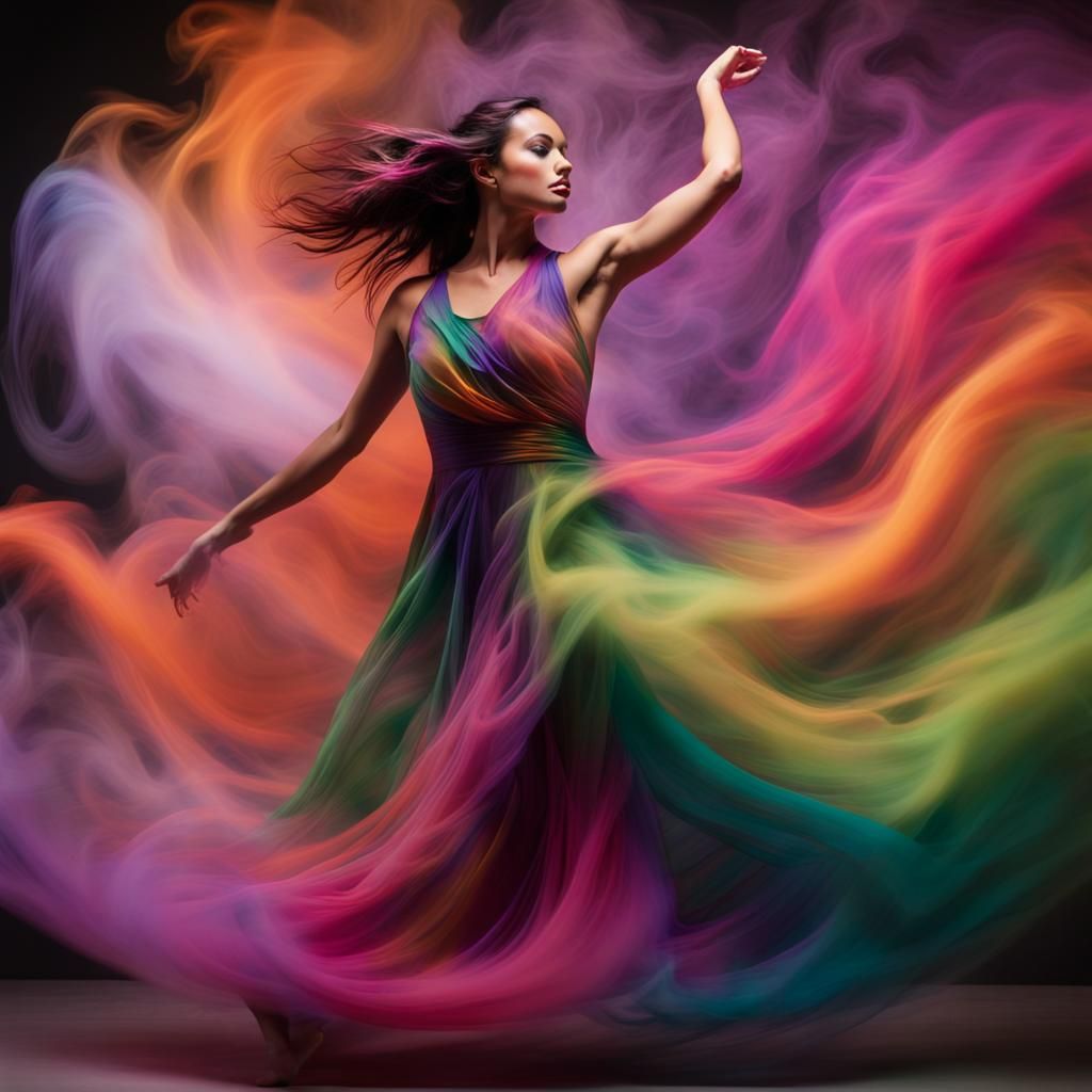 An image of a vibrant, artistic portrayal of a woman dancing...
