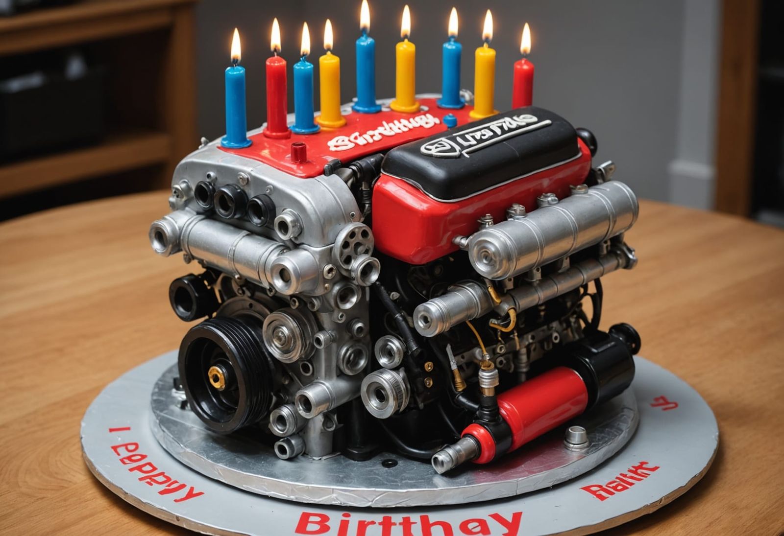 Create a birthday cake with the following car engine parts.  by @FARV-ALA12