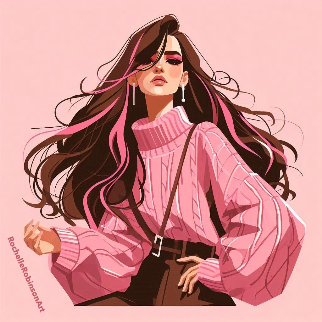 My Personal Fall Style - Pink Sweaters and Pink Highlights in my hair to support Breast Cancer Awareness Month