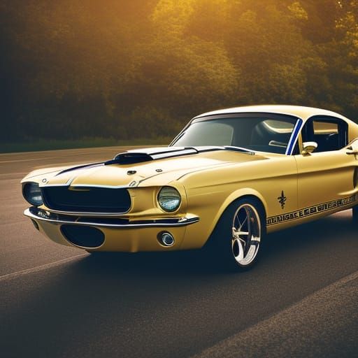 Classic American muscle car with a beautifup pin up model sitting on ...