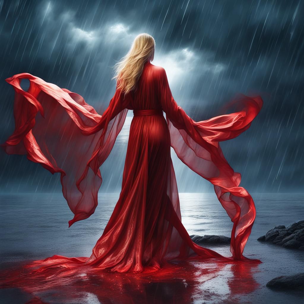 Red Goddess in the Rain
