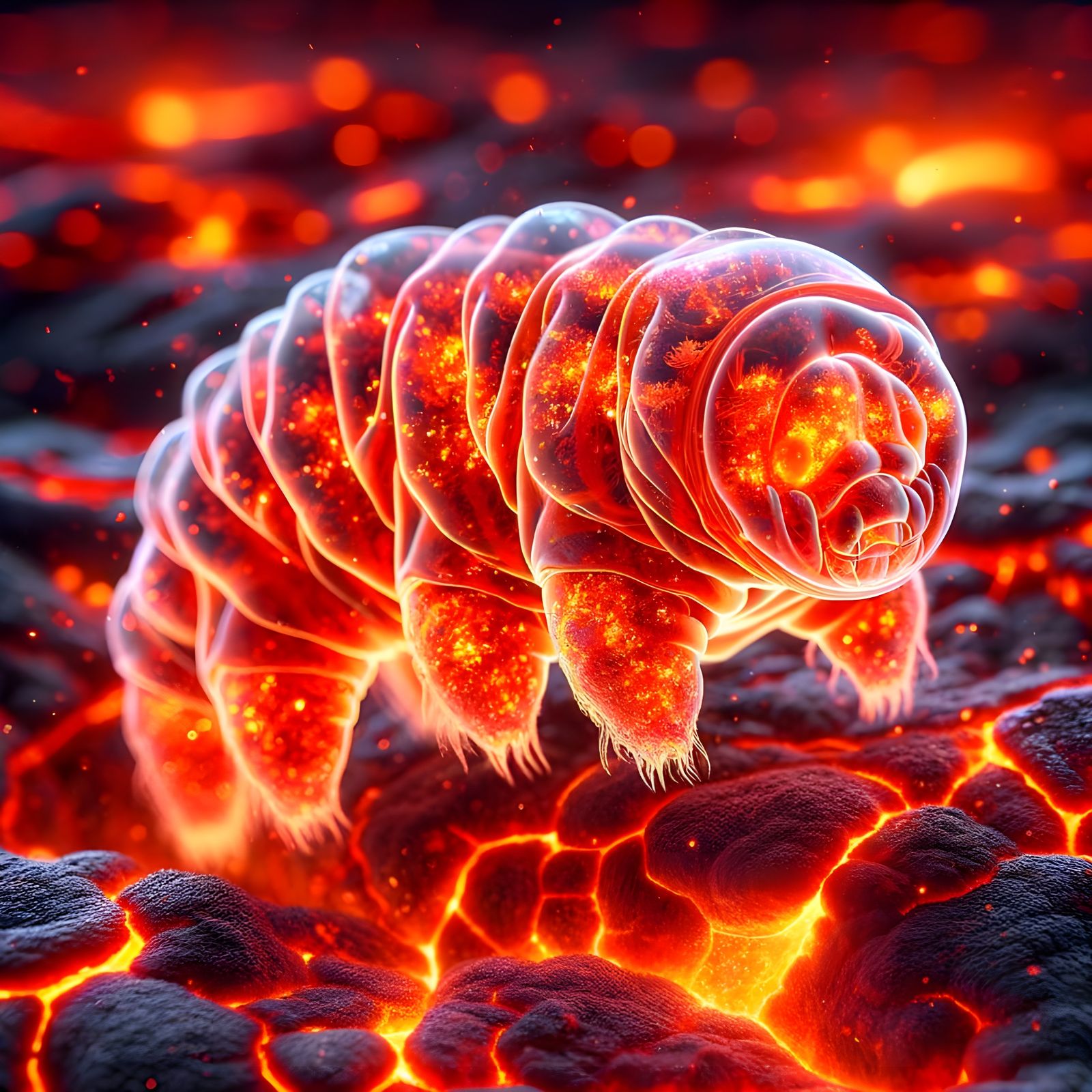 Lava tardigrade  by @Tiny Pearl Cat