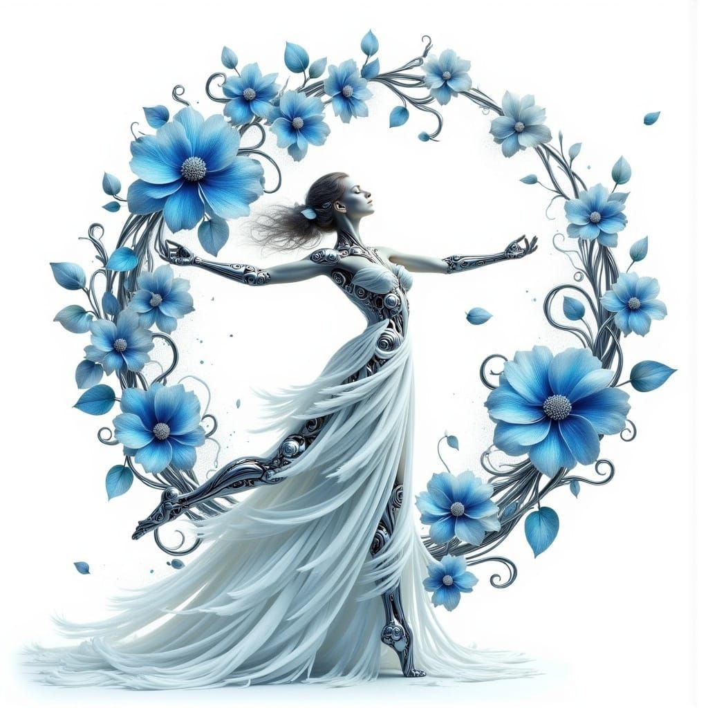 <lora:BiomechFloraFusion:1.0>Hydrangeas Yoga