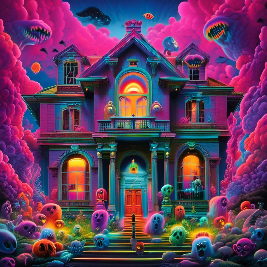 Ghosts✨The night time is the right time💀👻, ominous, photo , Rough Neon, thunderstorm, tornadic, over exaggerated features, simplified real...