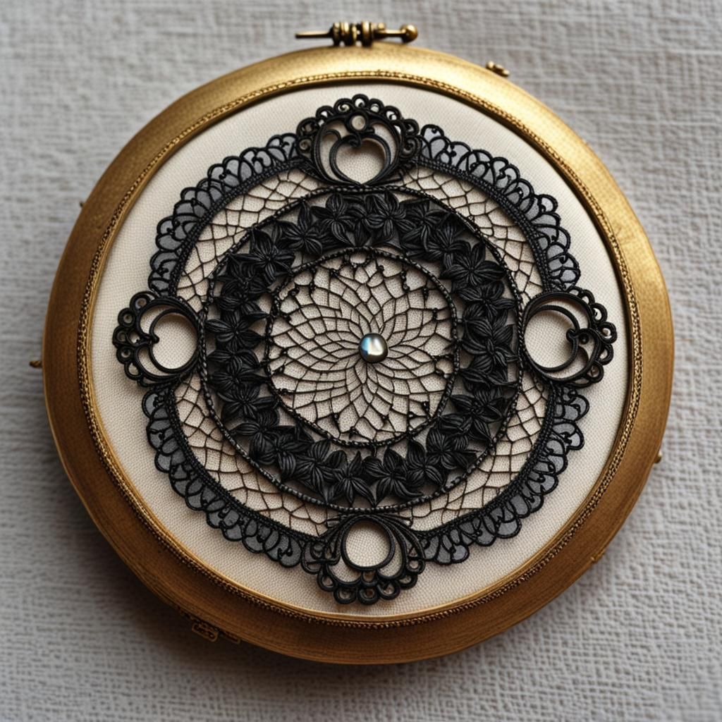 The pacemaker..miniature,lace ,outlined in black..after Agne...