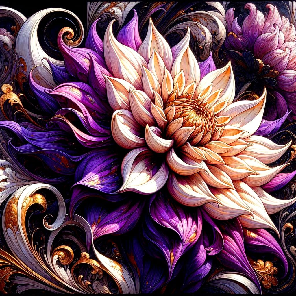 purple and cream dahlia