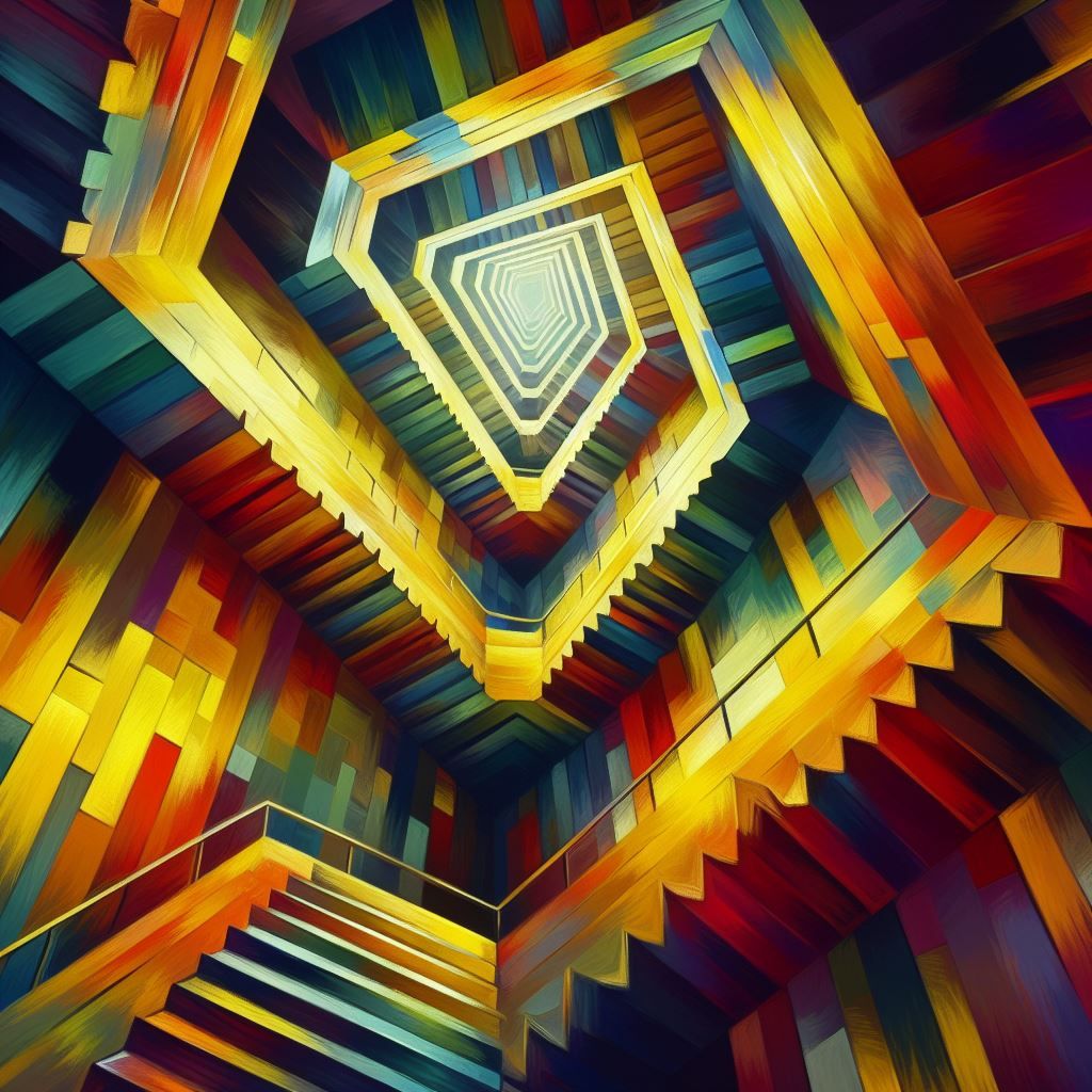 a labyrinthine staircase that goes up to infinity