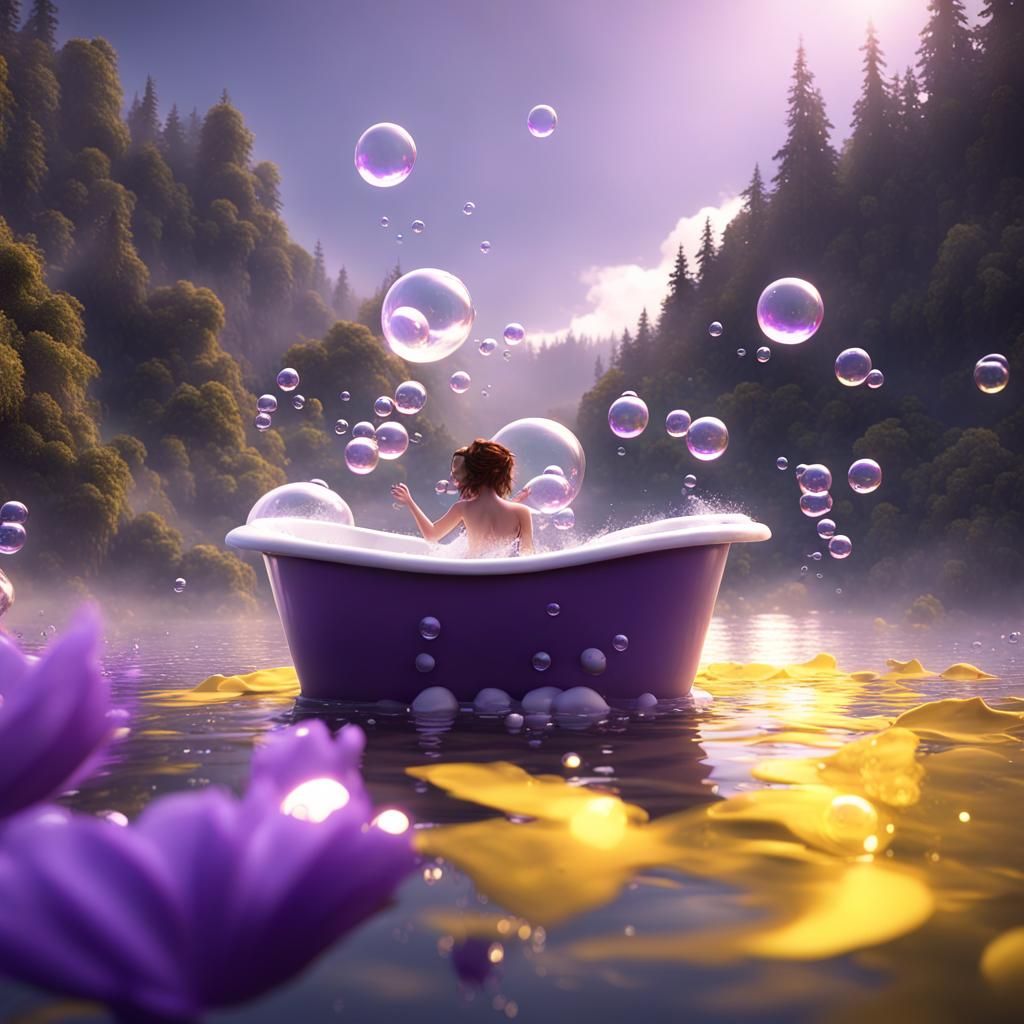 Bubble bath in the lake AI Generated Artwork NightCafe Creator