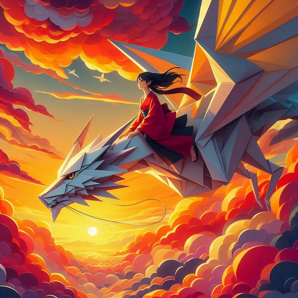 Riding the origami dragon
