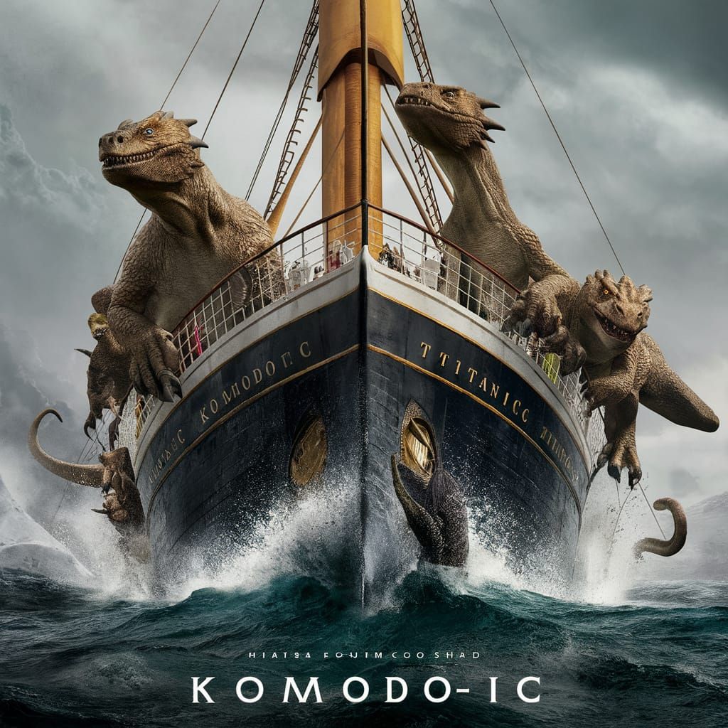 The movie poster for “Titanic” now with Komodo Dragons - AI Generated ...