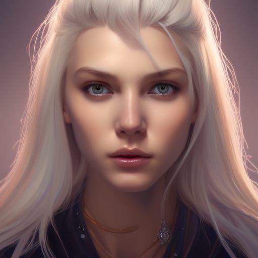 young woman with silver blonde hair