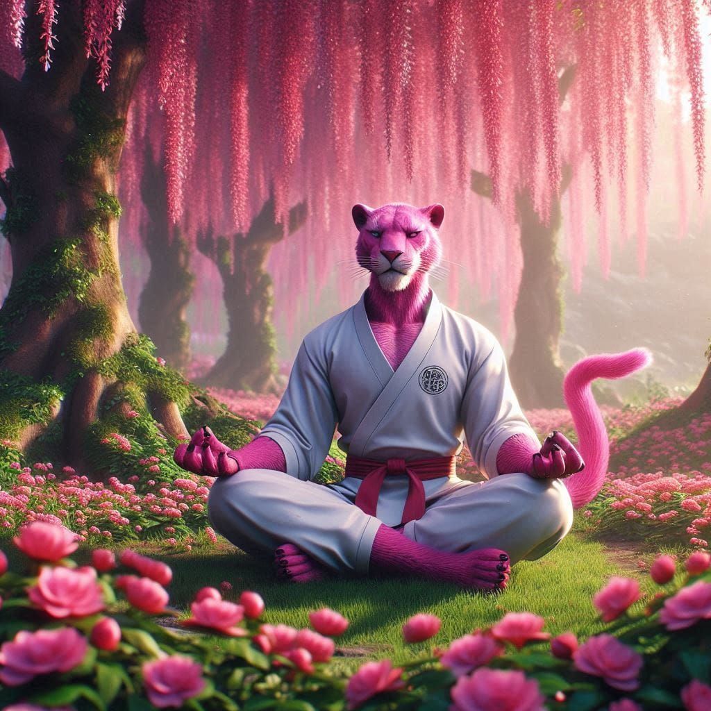 pink panther meditates