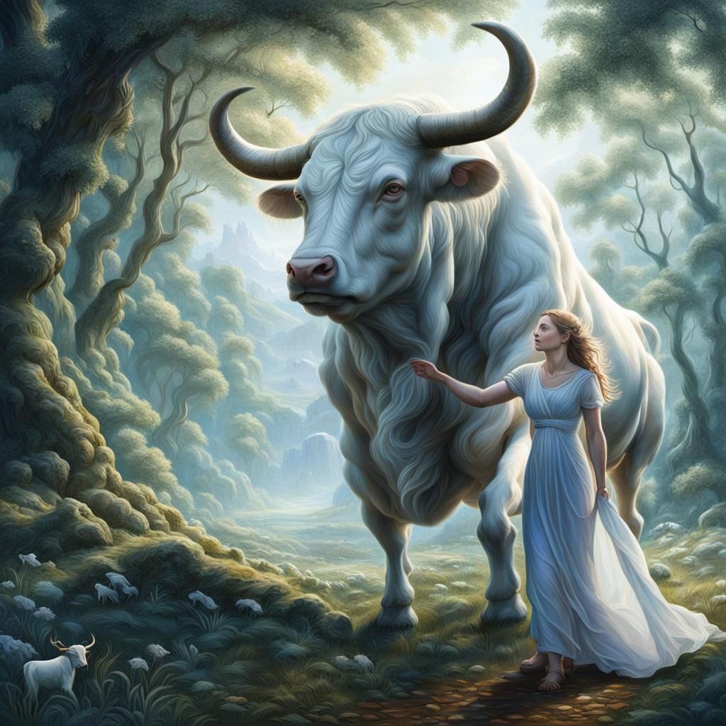Zeus as a white bull. - AI Generated Artwork - NightCafe Creator