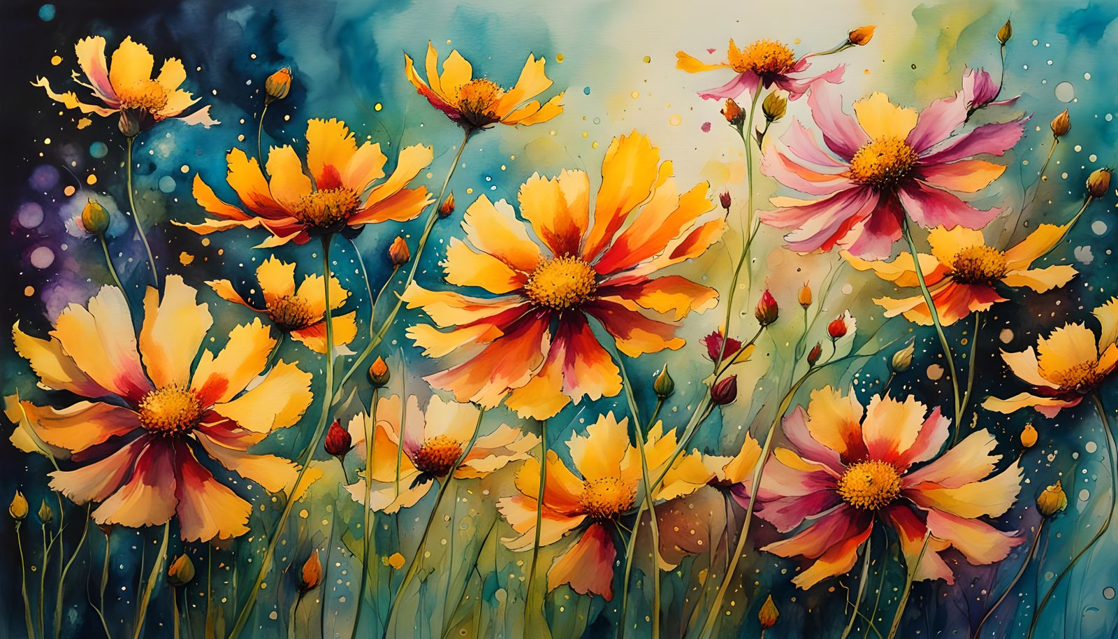 Dancing Coreopsis flowers  by @Bunnzo