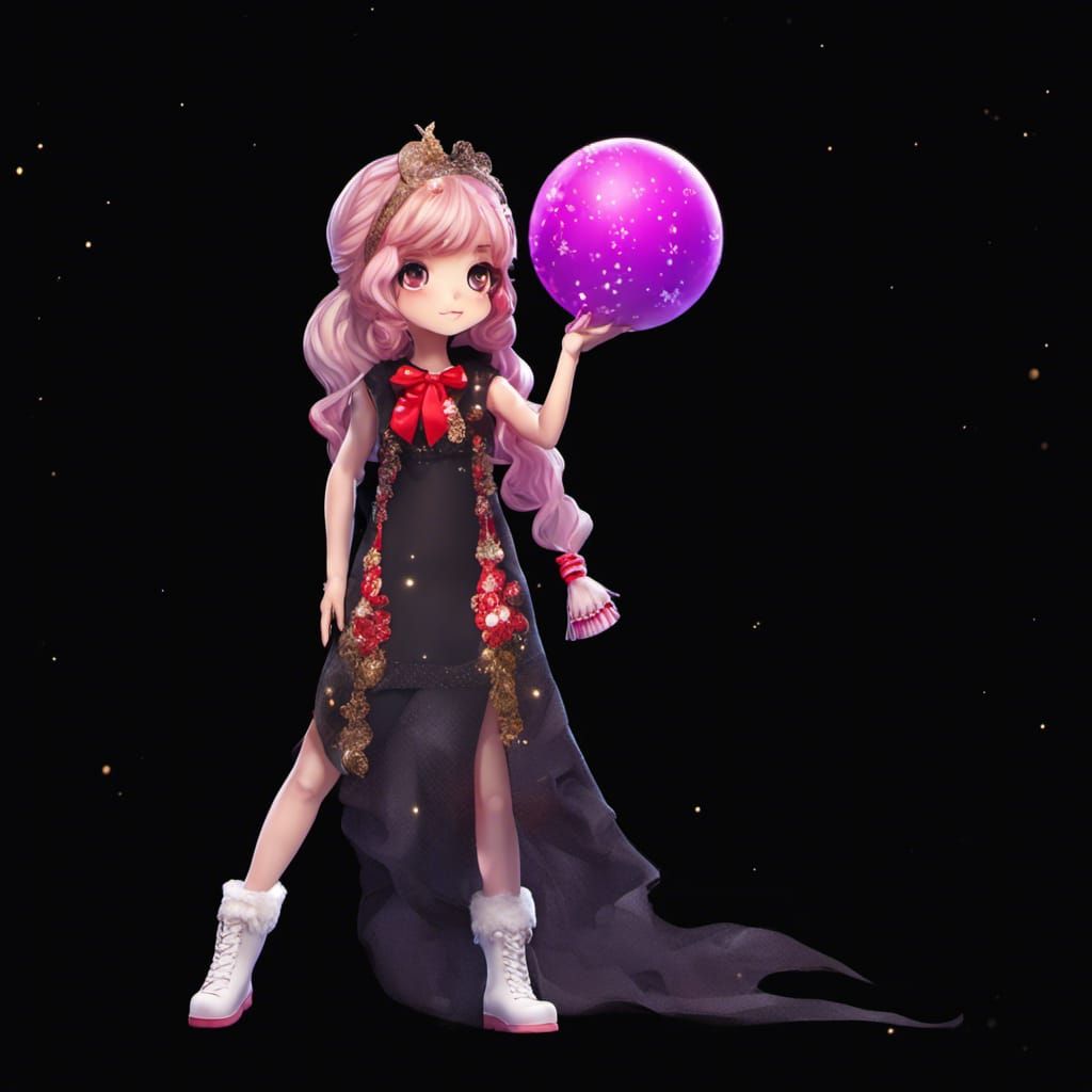 create a chibi doll, full length, standing, blank interior c...