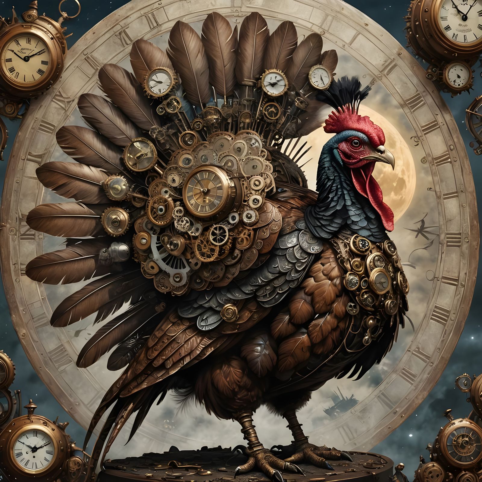 A beautiful masterpiece of a gorgeous steampunk turkey with ...
