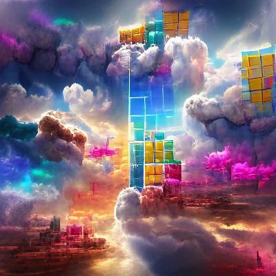 Divine Tetris in the clouds 8k resolution colorful concept a...
