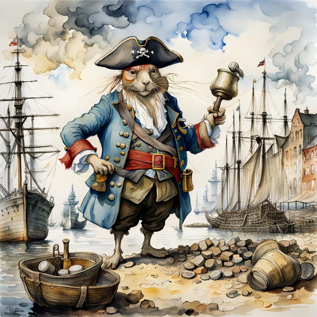 Gigantic Störtebeker Pirate on Land , harbour Hamburg , a ma...