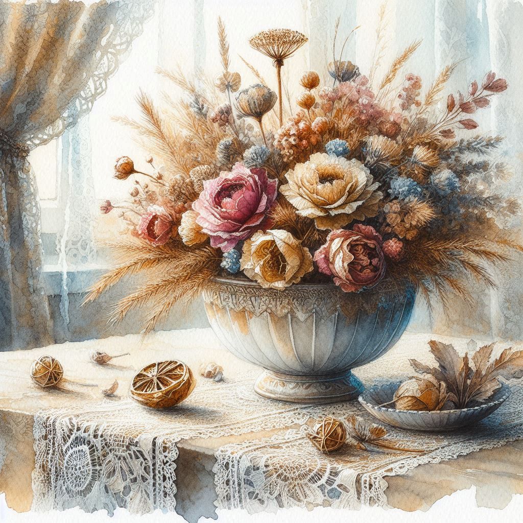 Dried flower arrangement