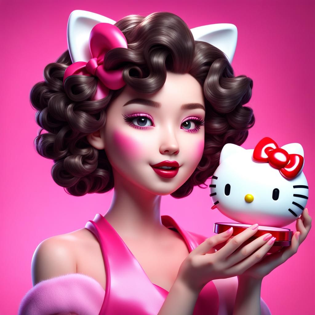 girl hello kitty themed makeup - AI Generated Artwork - NightCafe Creator