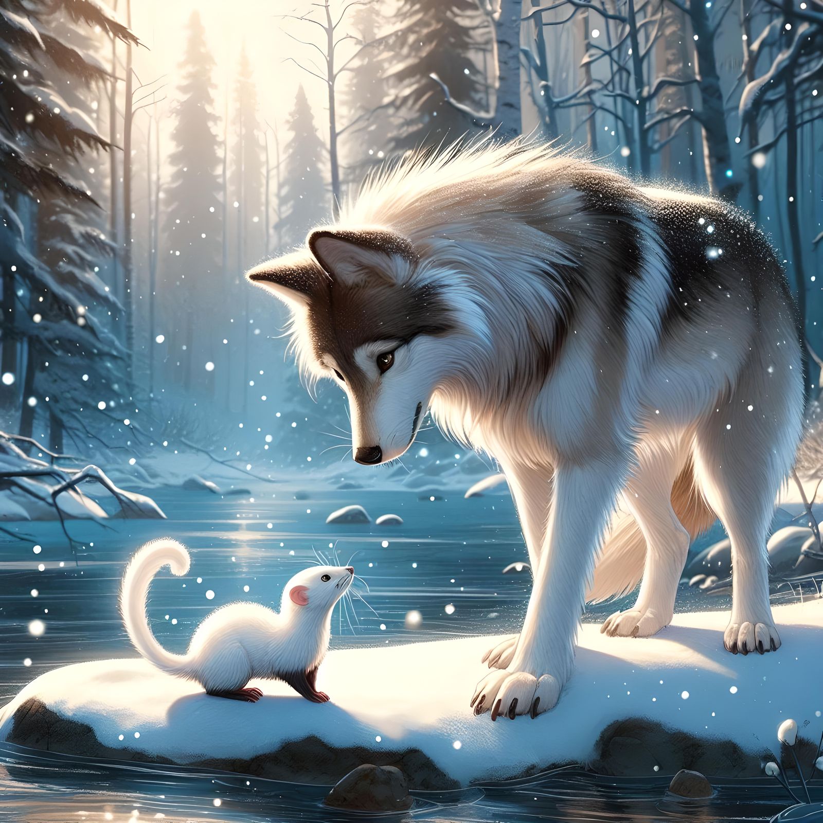 Forest Friends - Wolf and Weasel