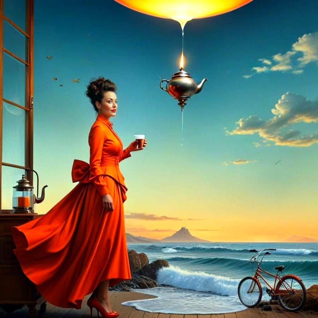 Surreal Portrait of Woman in Fantastic Landscape