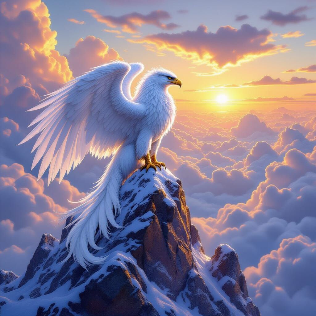 Majestic Griffin on Crystal Mountain, Fantasy Art Style