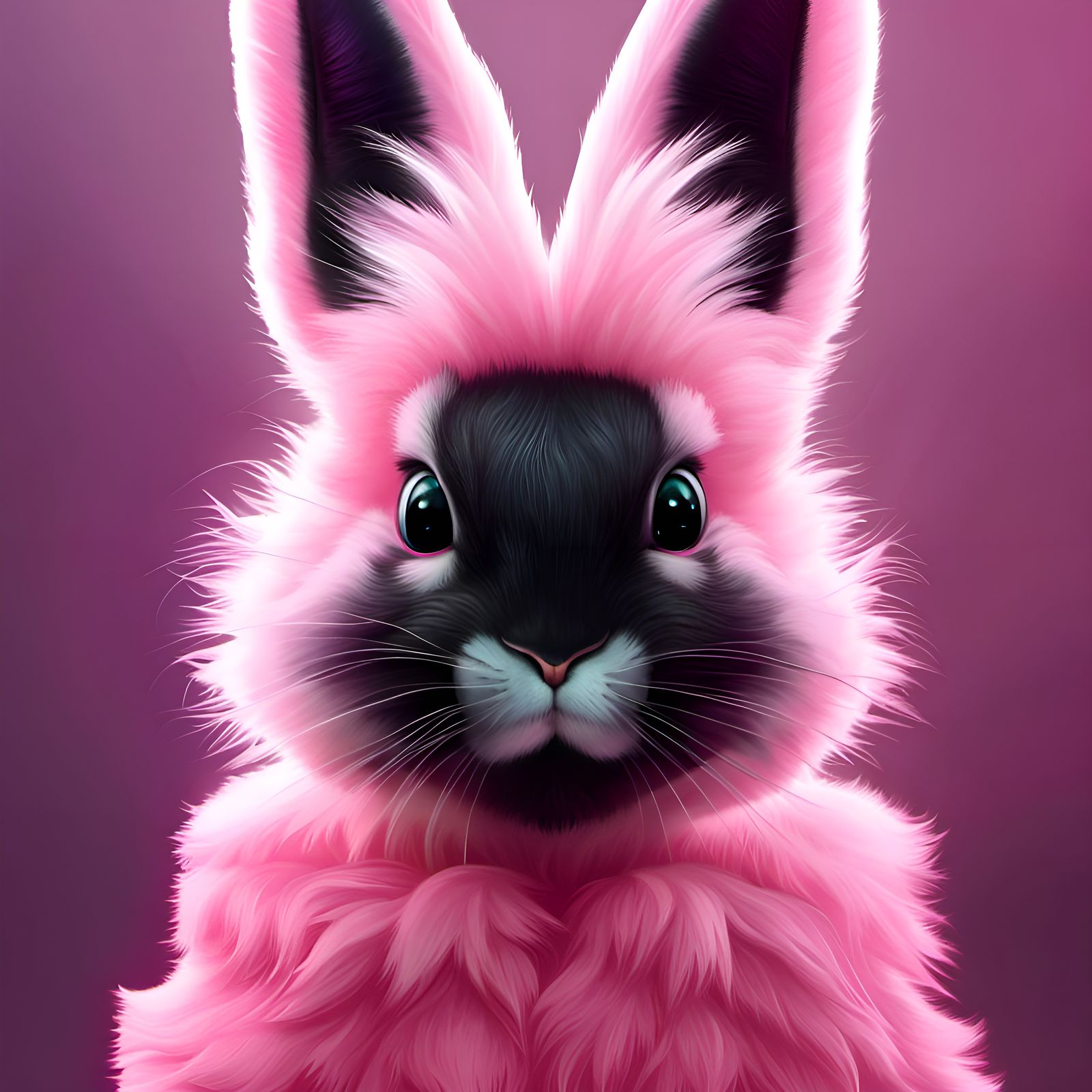 Adorable Front Portrait of a Cyberpunk Emo Bunny Rabbit 🐰 Pastel Punk ...