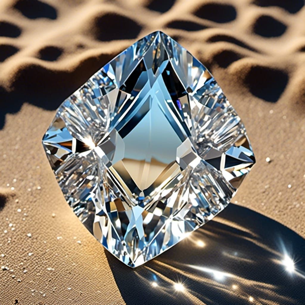 Stunning cut crystal <lora:Cut Crystal:1.0> storm oak, sharply faceted, on the beach